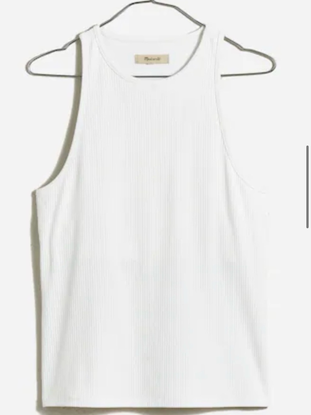 Madewell White Ribbed High Neck Tank Top